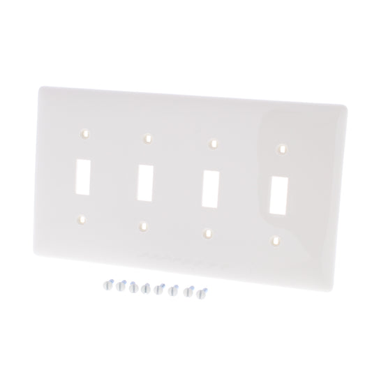 Hubbell NPJ4LA Light Almond 4-Gang Mid-size Switch Plate Nylon Wallplate 10-Pack