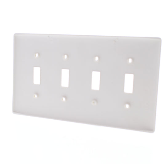 Hubbell NPJ4LA Light Almond 4-Gang Toggle Unbreakable Mid-Size Wallplate Cover