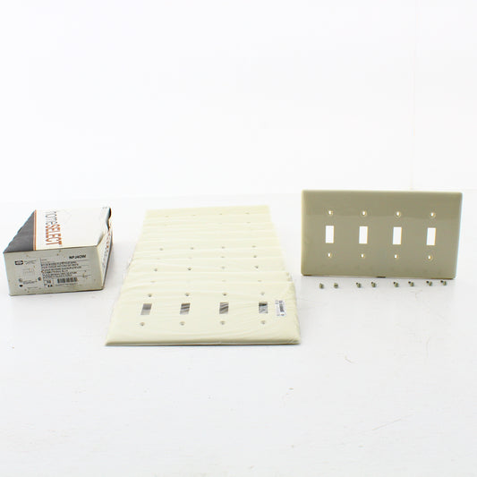 Hubbell NPJ4OW Office White 4-Gang Nylon Mid-size Switch Nylon Wallplate 10-Pack