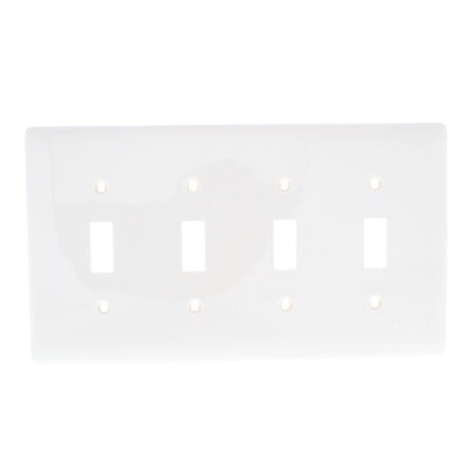 Hubbell NPJ4OW Office White 4-Gang Toggle Unbreakable Mid-Size Wallplate Cover