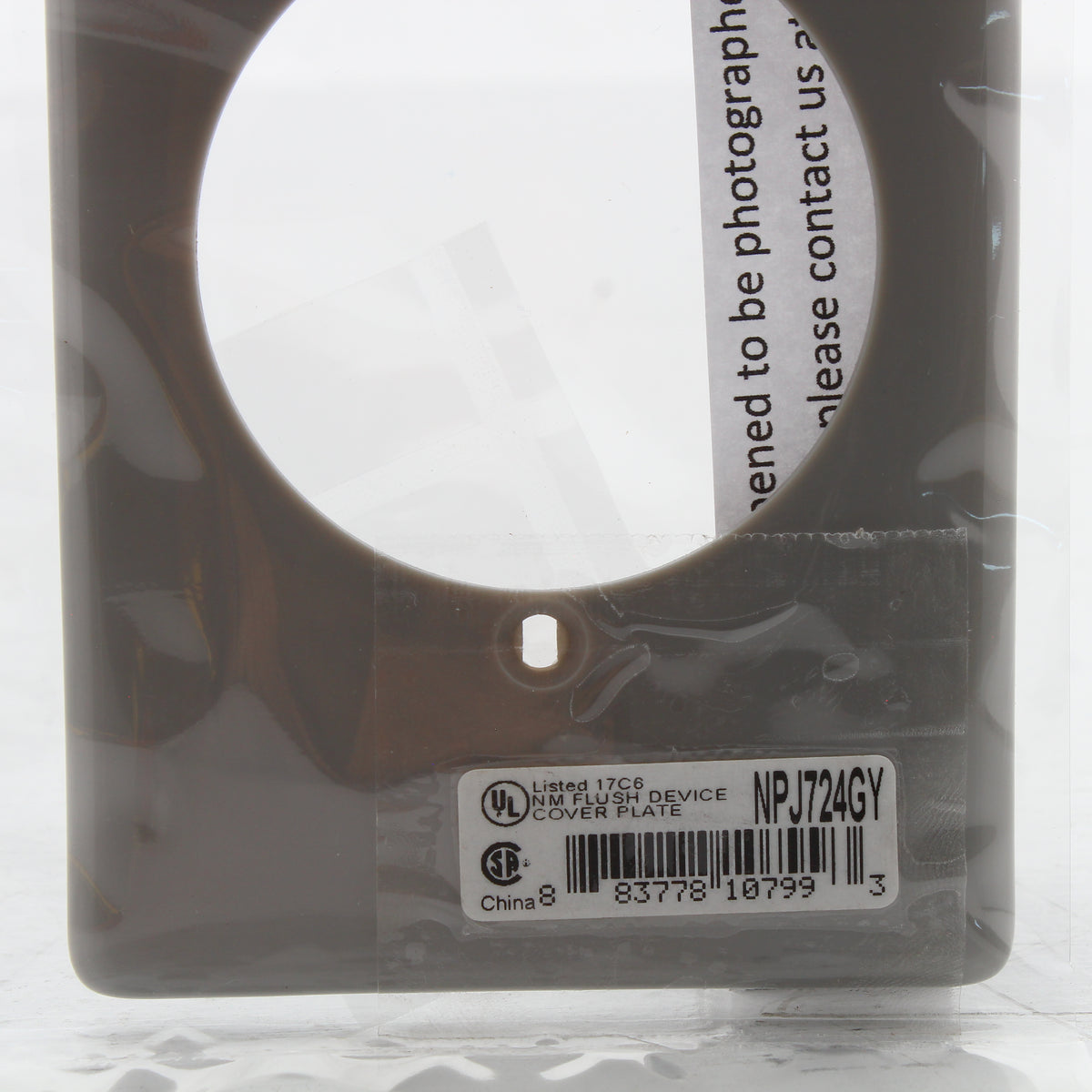 Hubbell NPJ724GY Gray 1-Gang 2.16" Power Outlet Unbreakable Mid-Size Wallplate