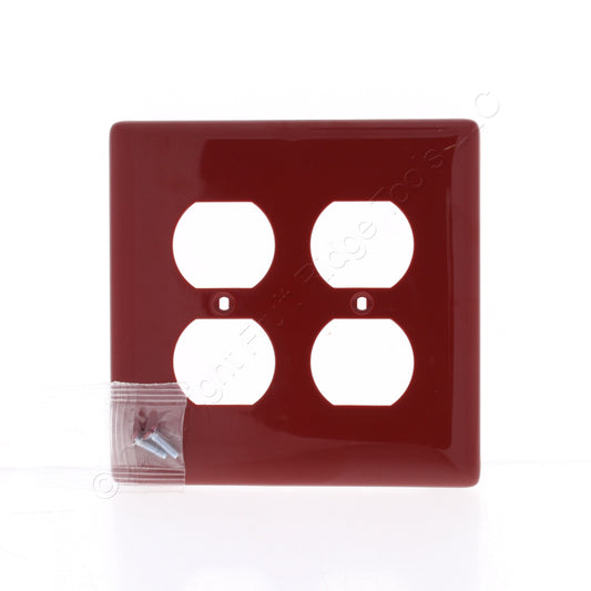 Hubbell NPJ82R Red 2-Gang Duplex Outlet Unbreakable Nylon Mid-Size Wallplate