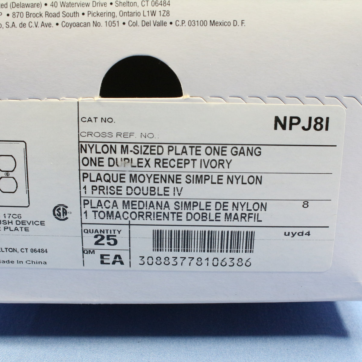 Hubbell NPJ8I Ivory 1-Gang Duplex Outlet Unbreakable Mid-Size Wallplates 25pcs