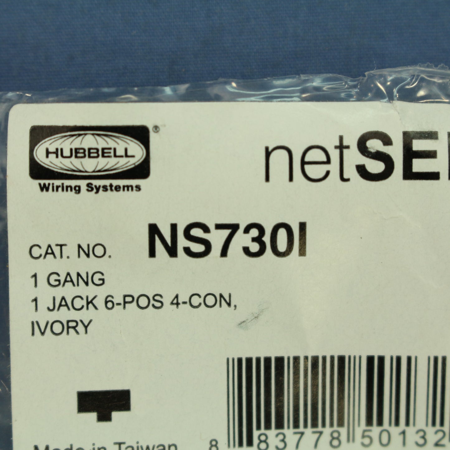 Hubbell NS730I Ivory 1-Gang Telephone Jack 6-Pos 4-Con Standard Wallplate Cover