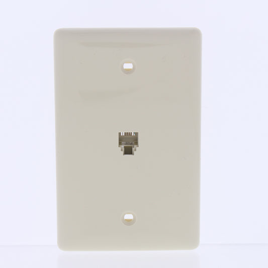 Hubbell Ivory Molded In Mid-Size Phone Jack Wallplate Cover 4-Wire 6P4C NS735I