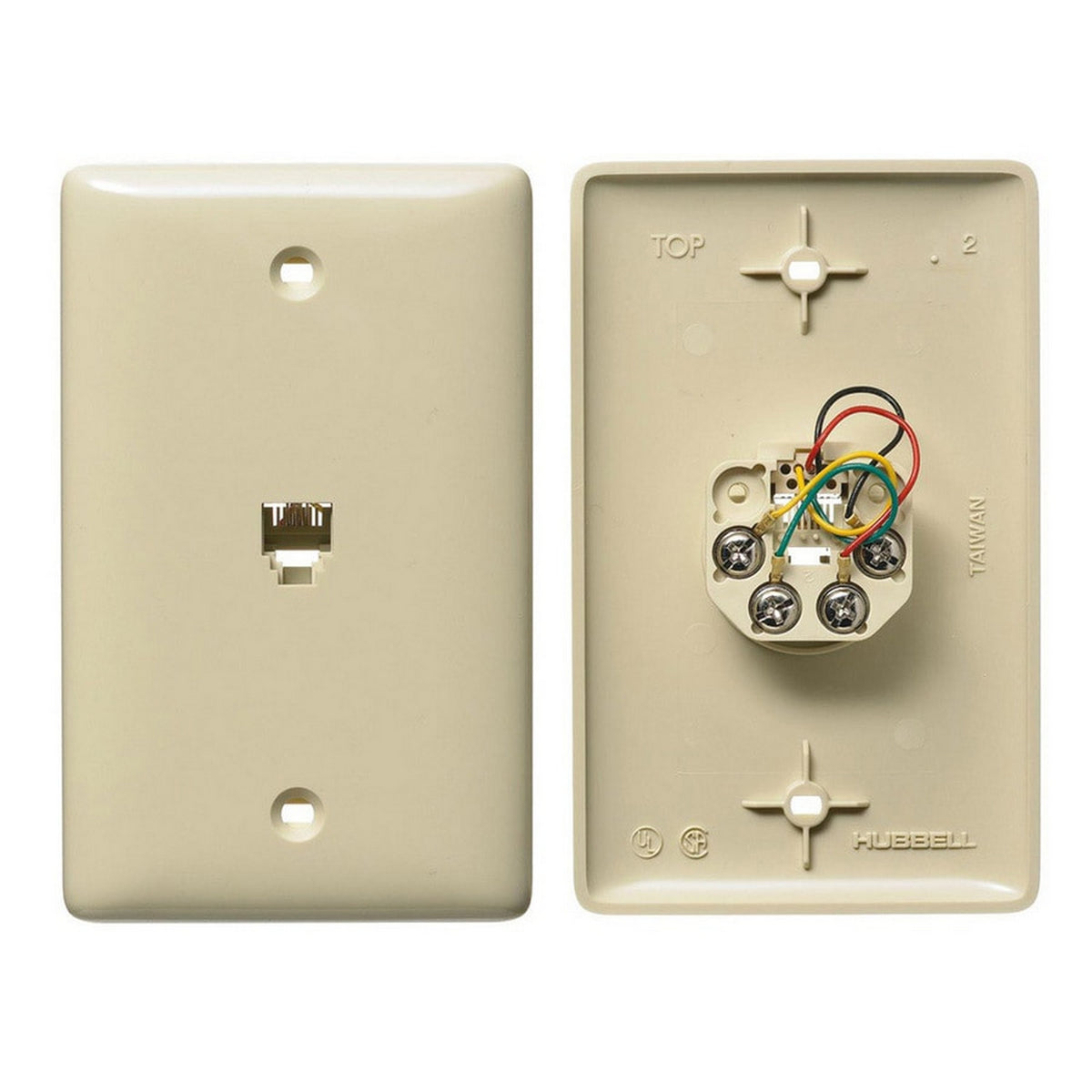 Hubbell NS735IZ Ivory 1-Gang Unbreakable Telephone Jack Midsize Wallplate Cover
