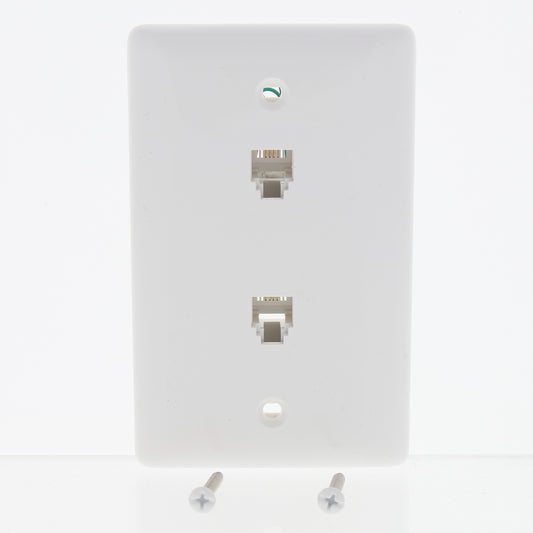 Hubbell White Duplex RJ11 Telephone Jack Wall Plates Cover 4-Wire 6P4C NS742W