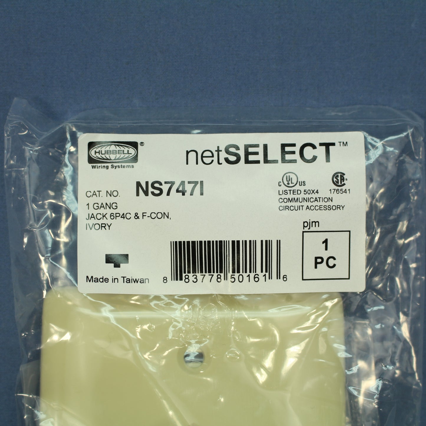 Hubbell NS747I Ivory 1-Gang Coax Phone, Unbreakable Wallplate Cover Box Mount