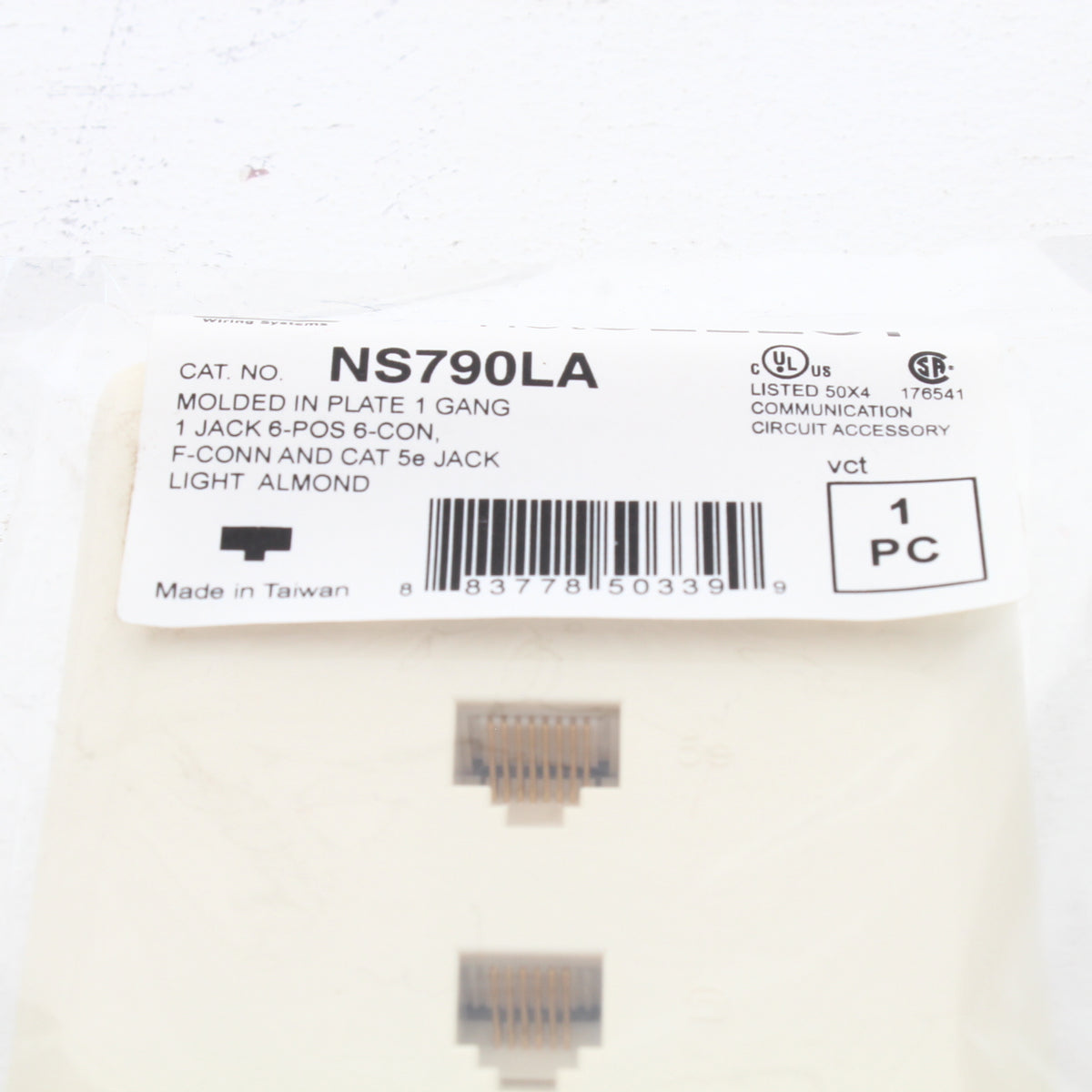 Hubbell NS790LA Light Almond 6-Wire Phone Jack Cat5e Coax F-Type Wallplate Cover