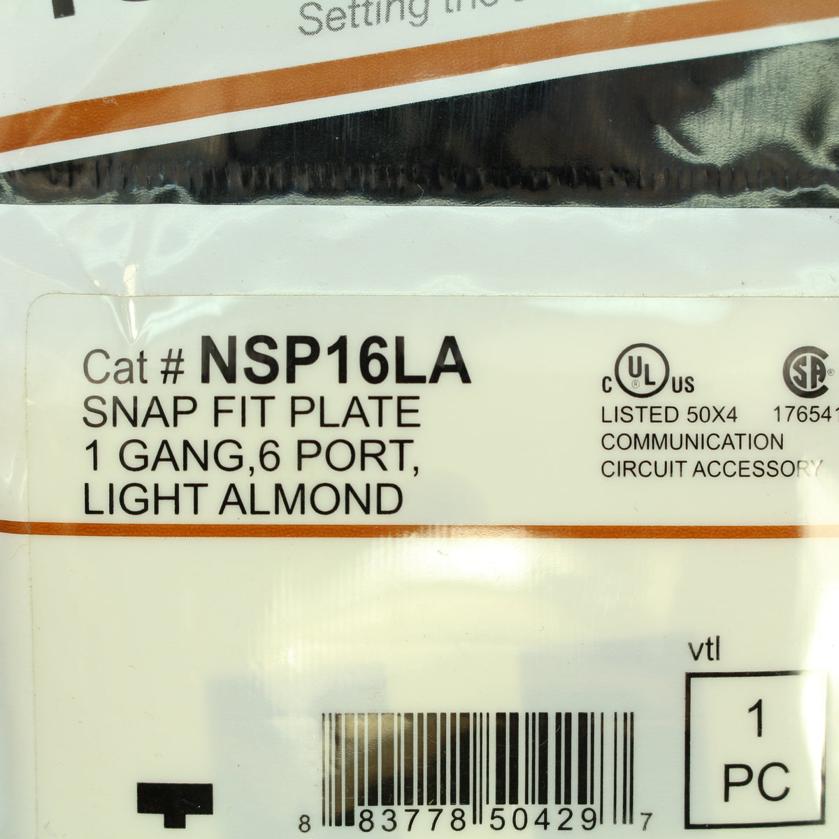 Hubbell NSP16LA Lt Almond Snap Fit Flush Mount Multimedia 6-Port Wallplate Cover