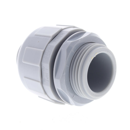 Hubbell 1" Liquidtight Connector Male Straight NonMetallic Polytuff Gray P100CGY