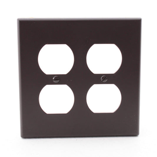 Hubbell Brown 2-Gang Receptacle Wallplate Unbreakable Duplex Outlet Cover P82