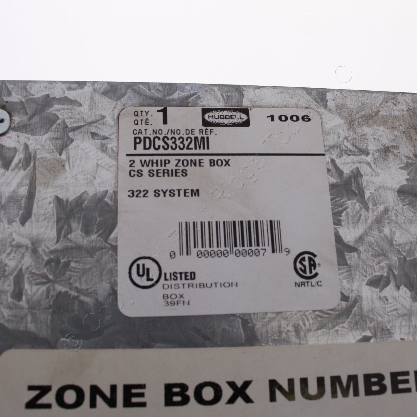 Hubbell 2 Whip Floor Zone Distribution Box CS Series 322 System PDCS332M1