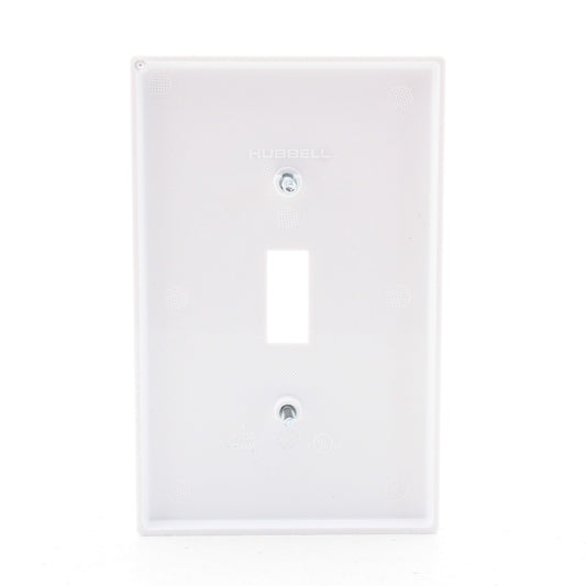 Hubbell PJ1W White Unbreakable 1-Gang Mid-Size Toggle Switch Cover Wallplate