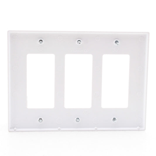 Hubbell PJ263W White 3-Gang Unbreakable Switch Cover Mid-Size GFCI Wallplate