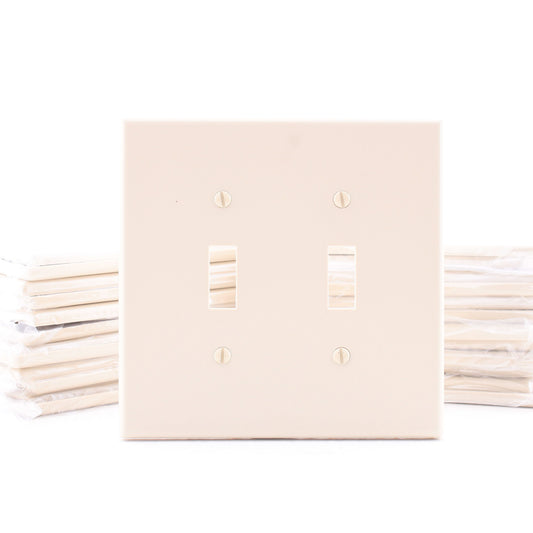 Hubbell PJ2I Ivory 2-Gang Mid-Size Toggle Switch Cover Nylon Wallplates 25pcs