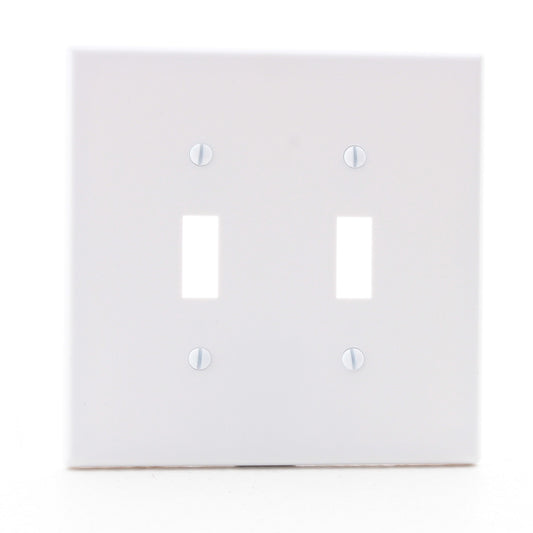 Hubbell PJ2W White 2-Gang Unbreakable Mid-Size Toggle Switch Cover Wallplate