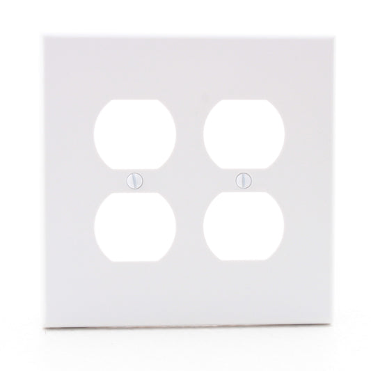 Hubbell PJ82W White Unbreakable 2-Gang Duplex Receptacle Outlet Mid-Size Cover