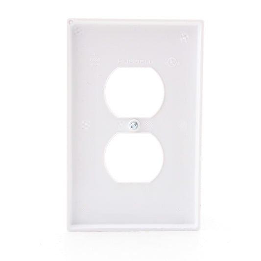 Hubbell PJ8W White Unbreakable Duplex Receptacle Wallplate Mid-Size Outlet Cover