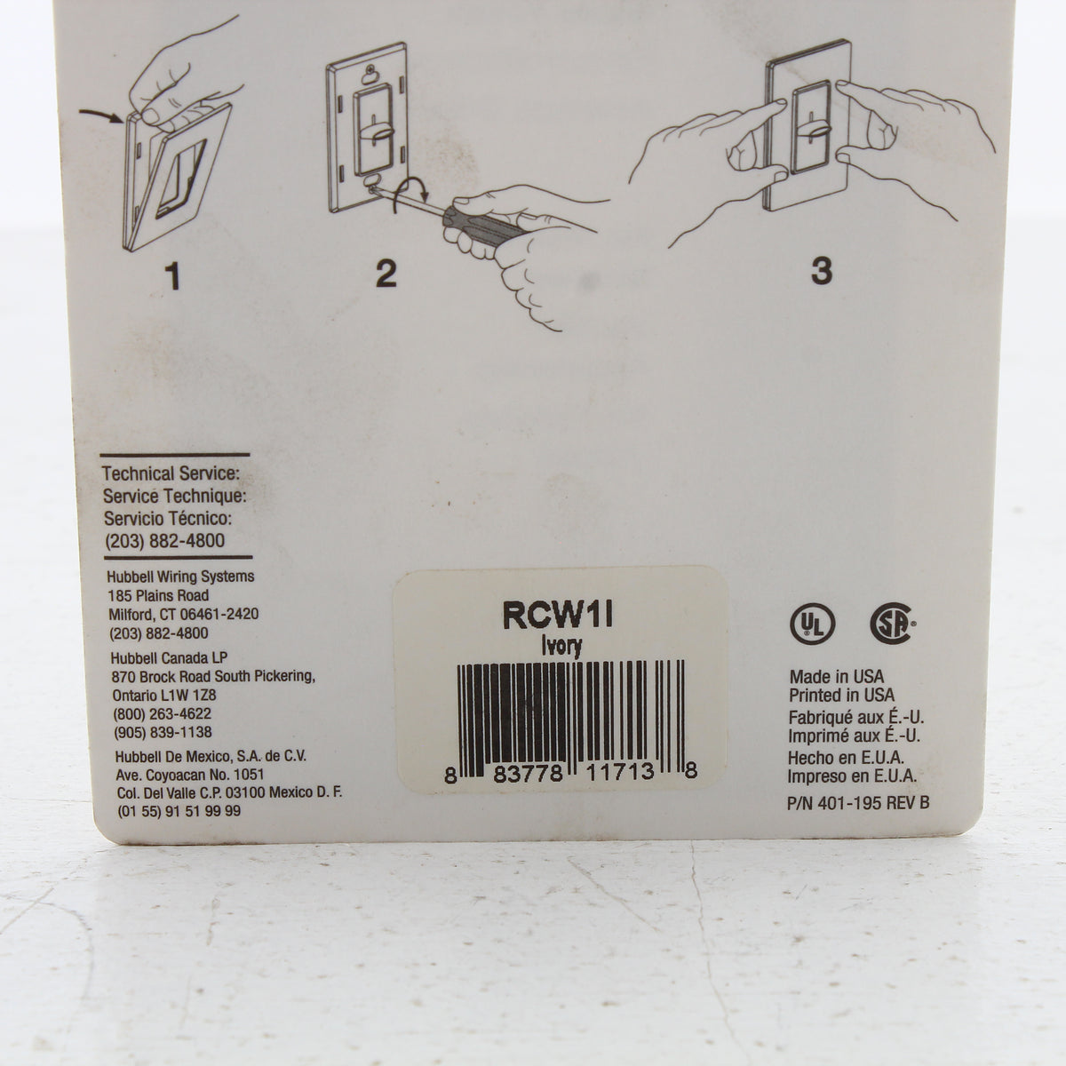 Hubbell RCW1I Ivory 1-Gang Decorator Unbreakable Nylon Standard Wallplate Cover