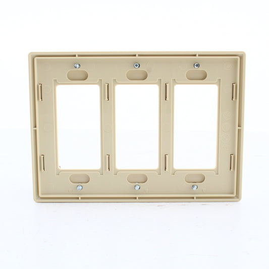 Hubbell RCW3I Ivory 3-Gang Decorator GFCI GFI Unbreakable Nylon Wallplate Cover