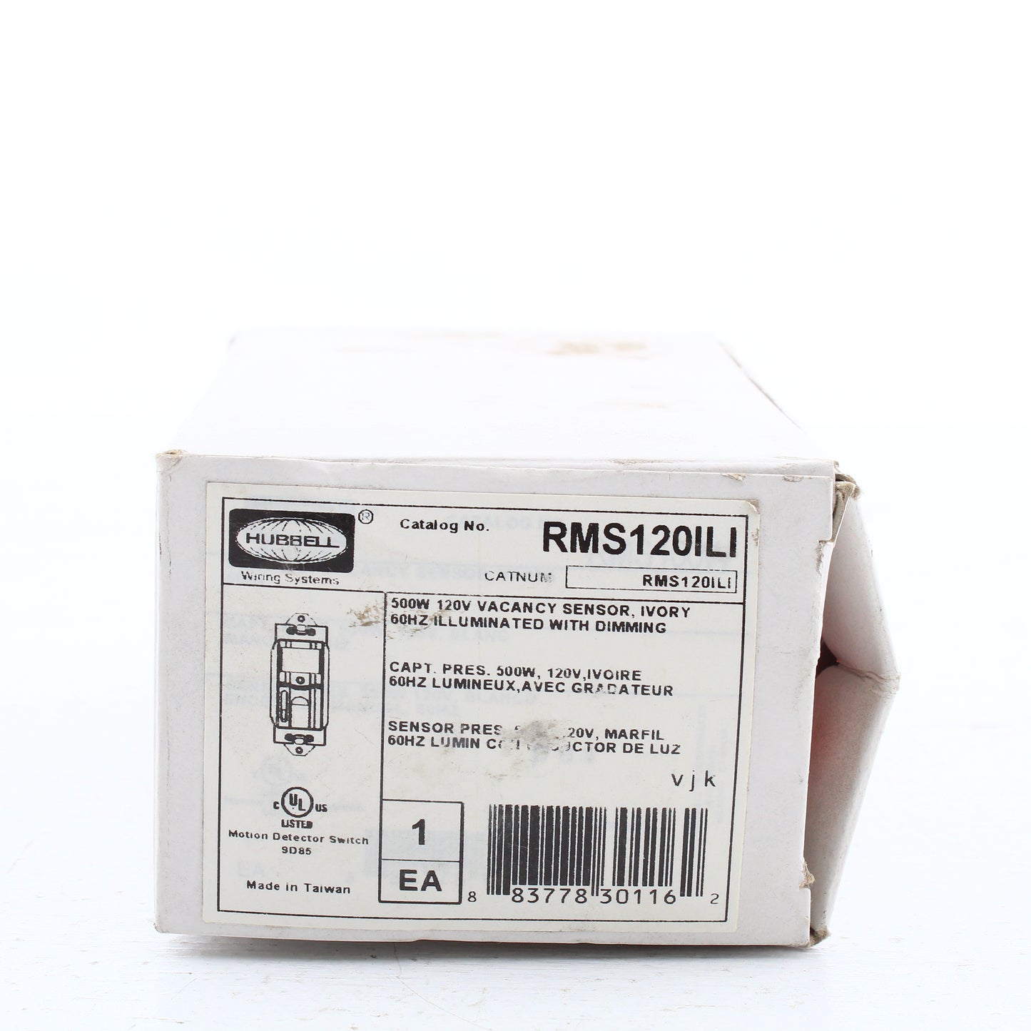Hubbell RMS120ILI Ivory PIR Vacancy Sensor Wall Switch w/Dimming & Nightlight