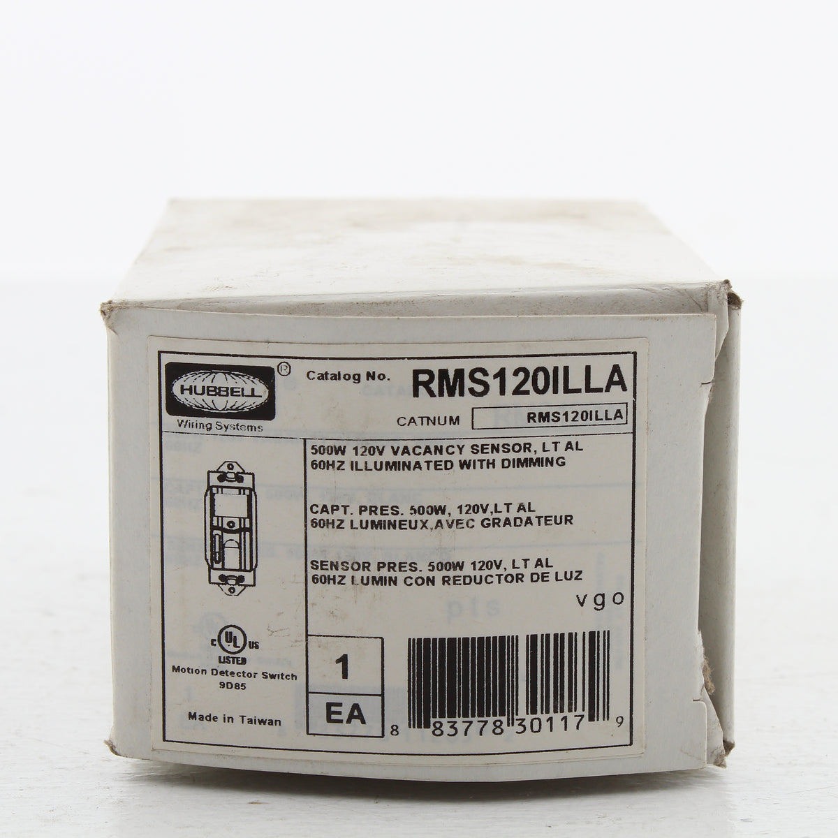 Hubbell RMS120ILLA Lt Almond PIR Vacancy Sensor Switch w/Dimming & Nightlight