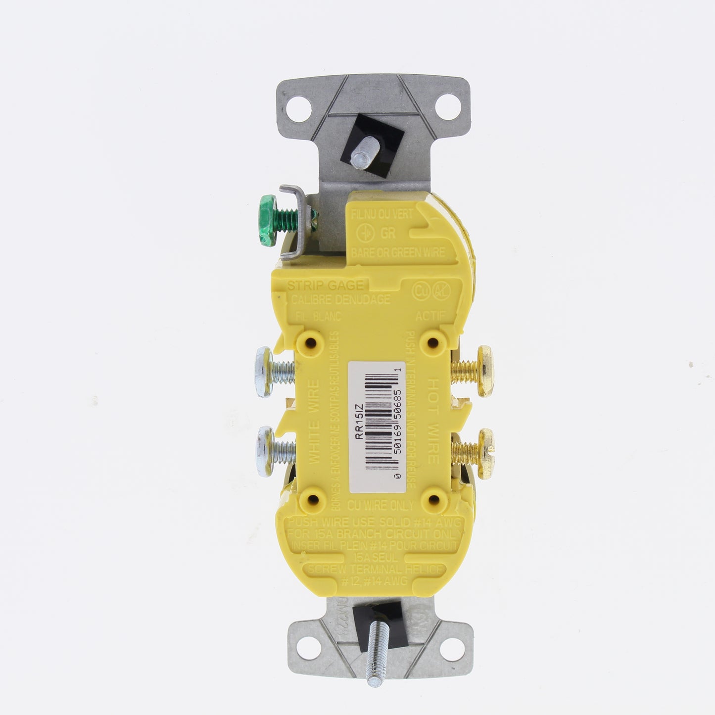 Hubbell White Residential Duplex Receptacle Outlet 15A 125V Bulk RR15WZ