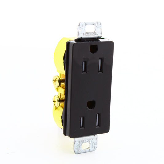 20 Hubbell Black Tamper Resistant Decorator Receptacles 15A Earless RRD15SBKTRM2