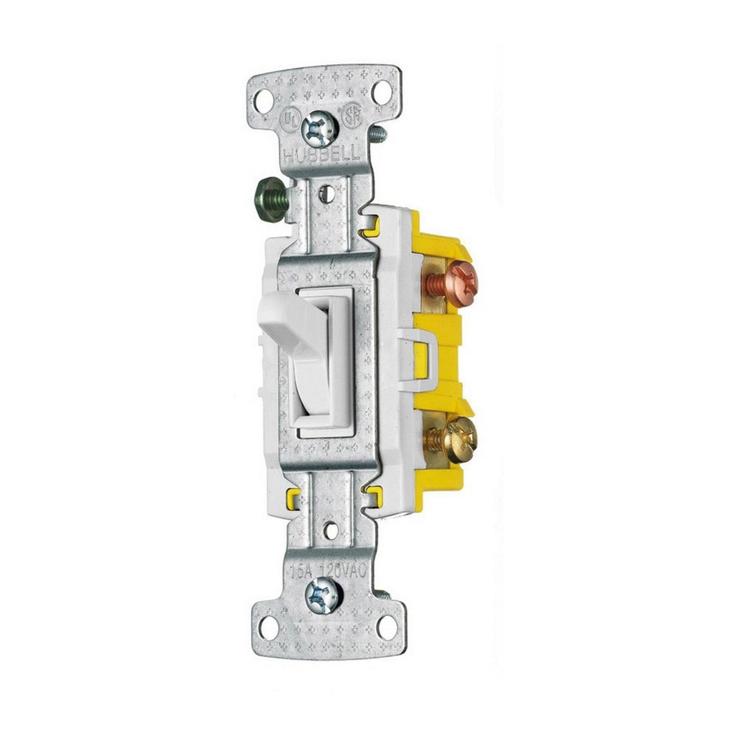 Hubbell White Framed Toggle Wall Light Switch 3-Way Residential 15A Bulk RS315WZ