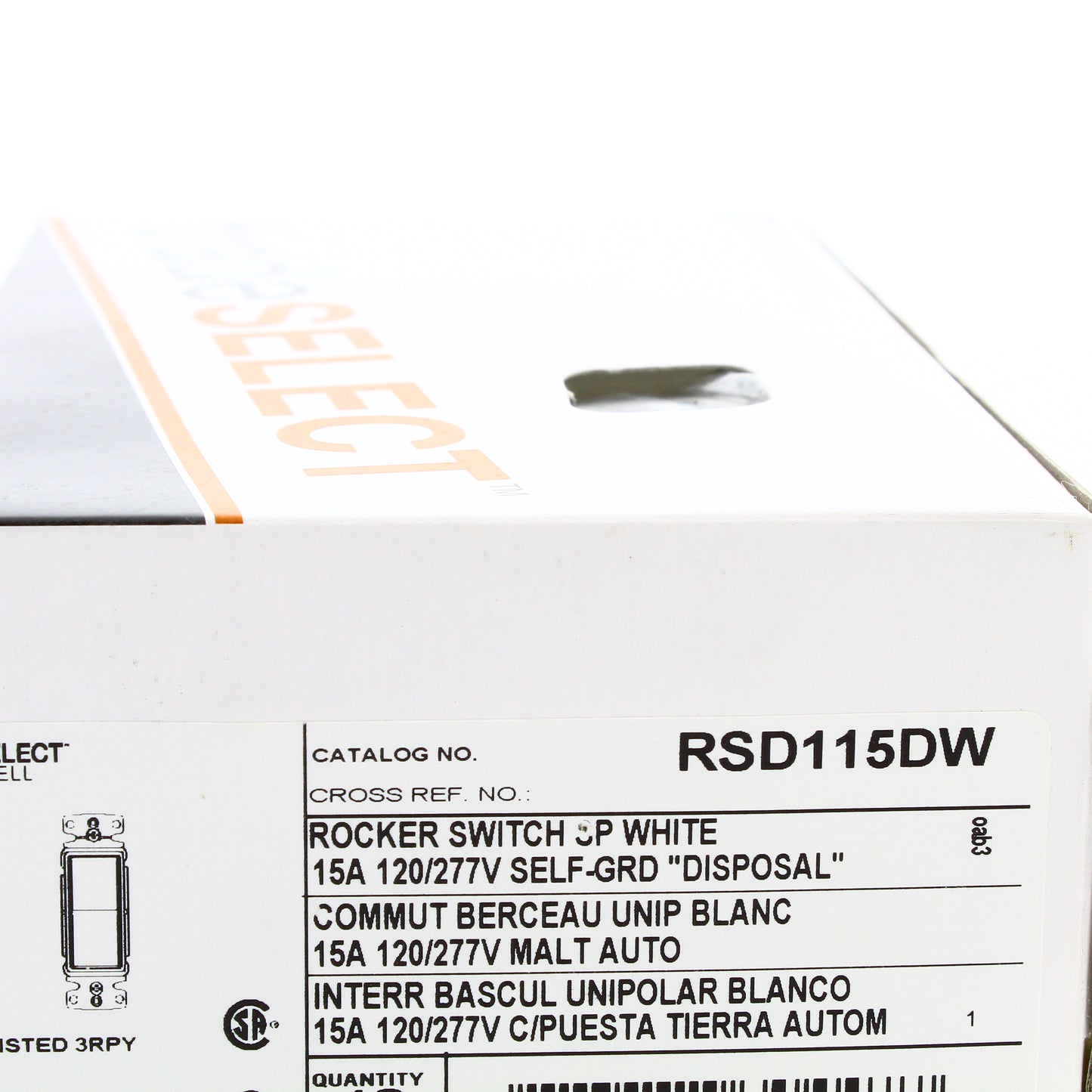 Hubbell RSD115DW White Decorator Disposal 15A Switch Rocker Single Pole
