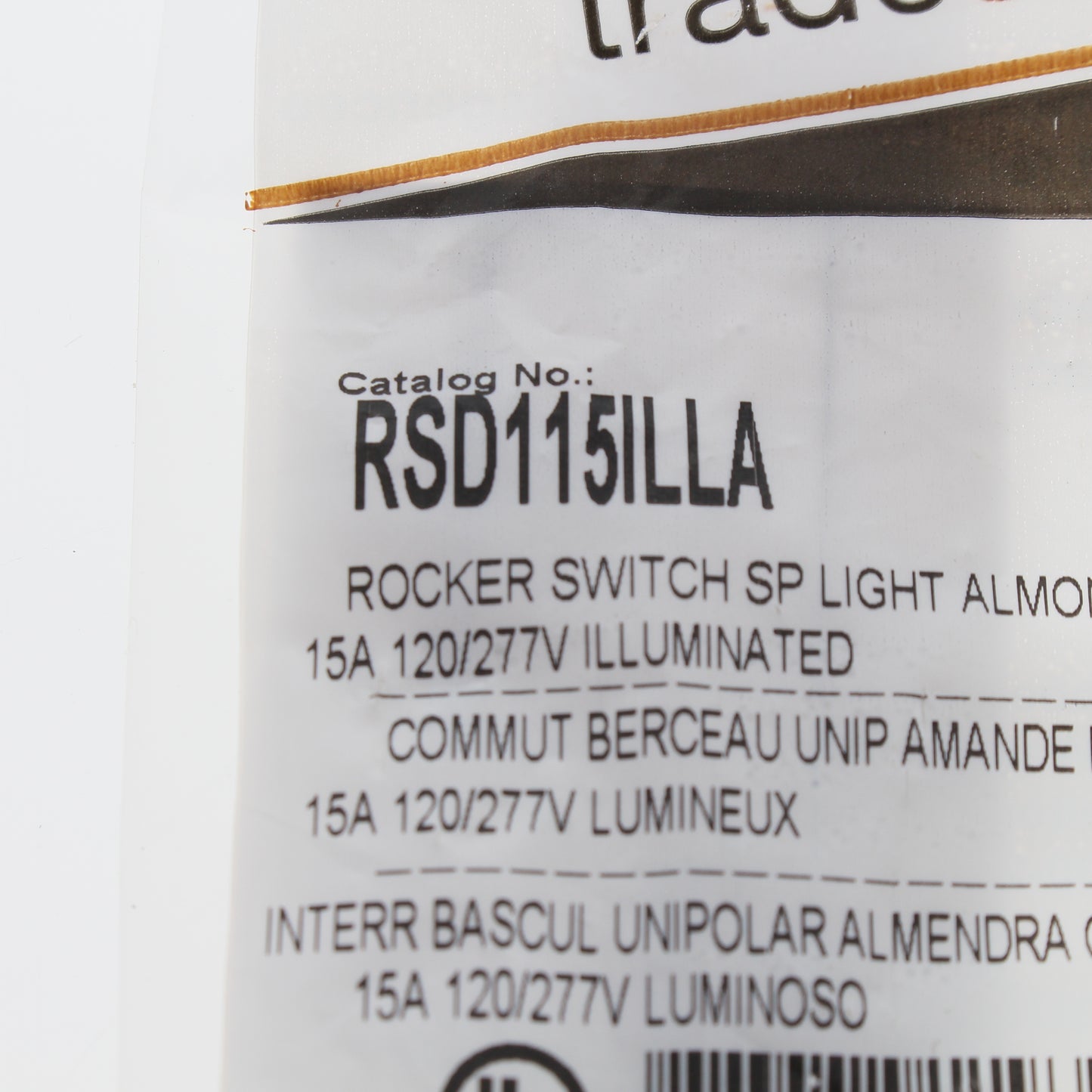 Hubbell RSD115ILLA Light Almond Lighted Decorator Single Pole Switch Illuminated