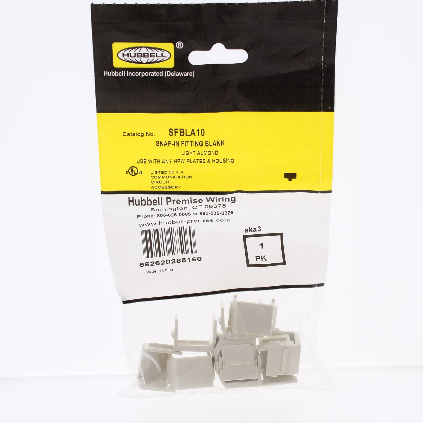 Hubbell SFBLA10 Light Almond Snap-In Fit Blank Filler Plate Inserts 10-Pack