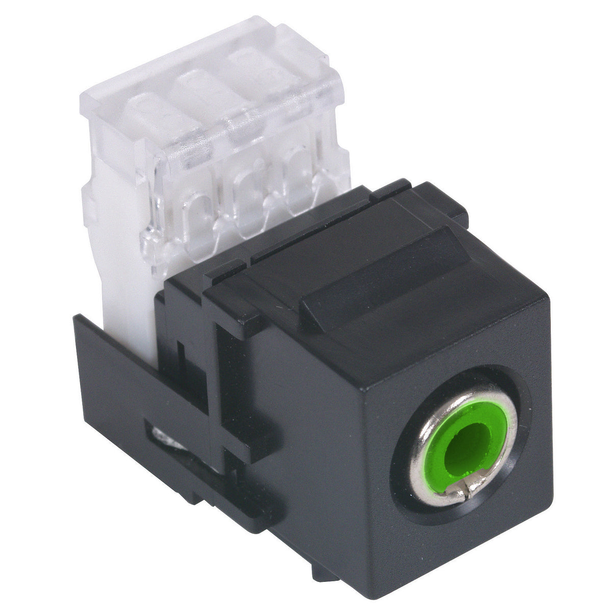 Hubbell Black Snap-Fit Keystone Stereo Audio RCA Jack Green 110-Type SFRC110GN