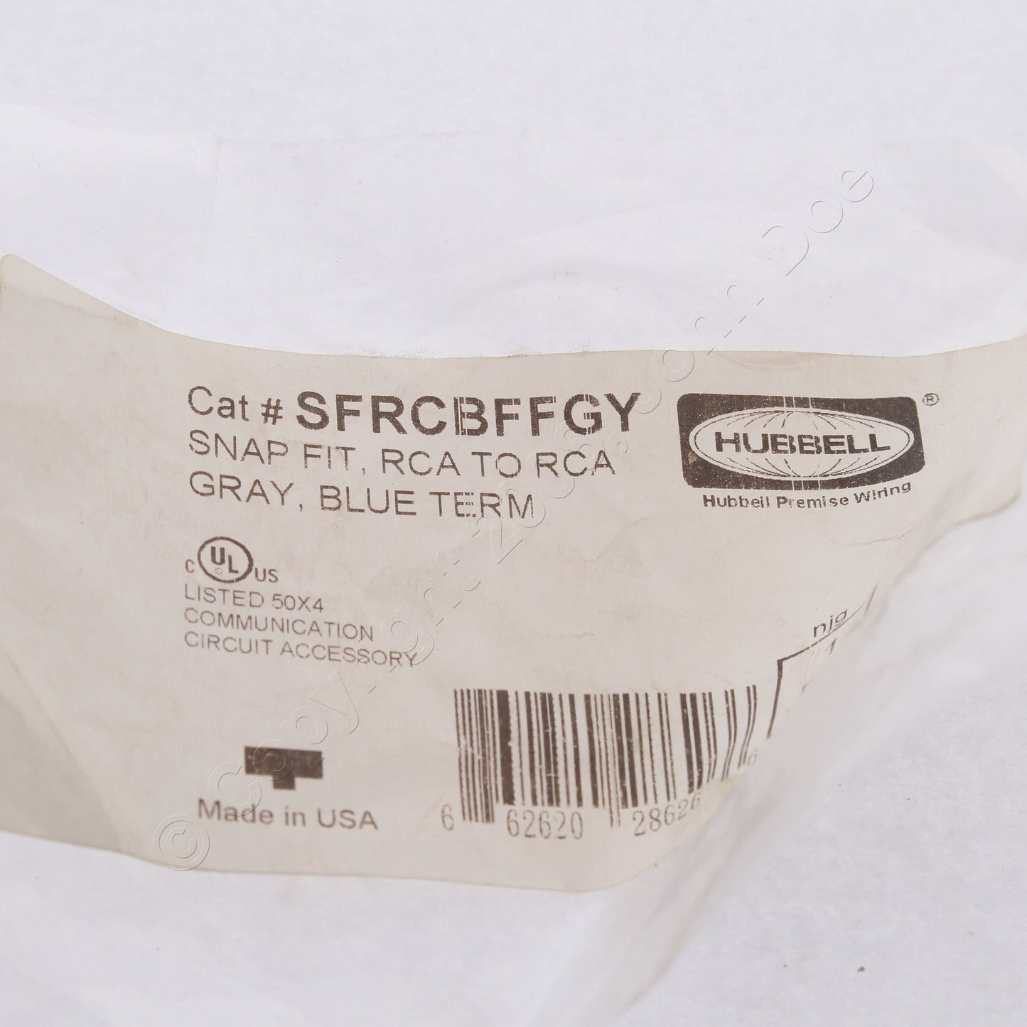 Hubbell Gray Snap-Fit Keystone Video Cable Jack Blue Center RCA to RCA SFRCBFFGY