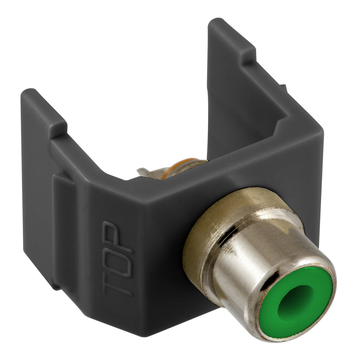 Hubbell Black SnapFit Keystone Audio Video Jack Green Center RCA Solder SFRCGNBK