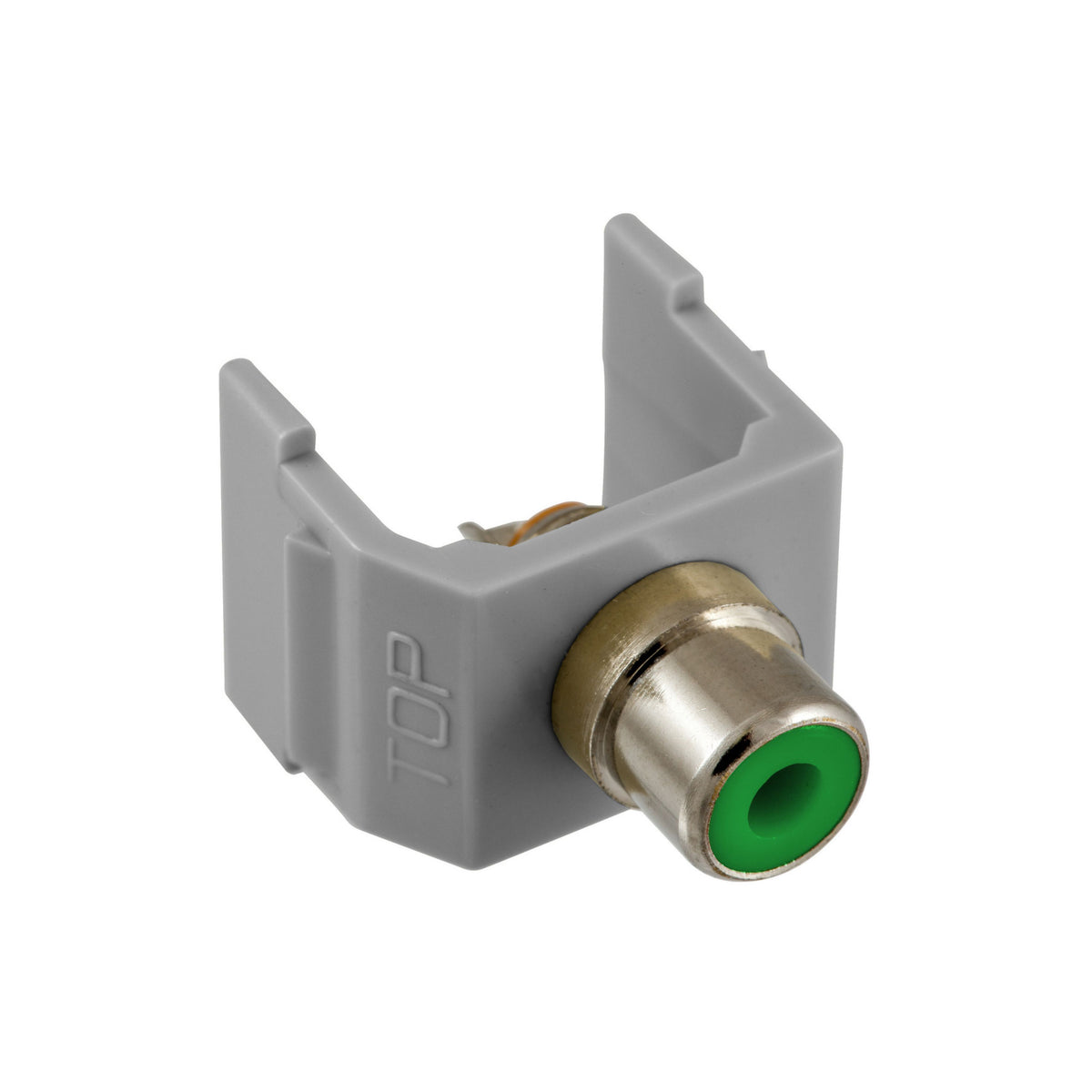 Hubbell Gray Snap-Fit Keystone Audio Video Jack Green Center RCA Solder SFRCGNGY