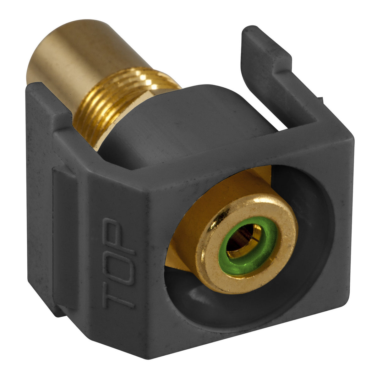 Hubbell Black Snap-Fit Keystone Video Cable Jack Green Center RCA/RCA SFRCGNRBK