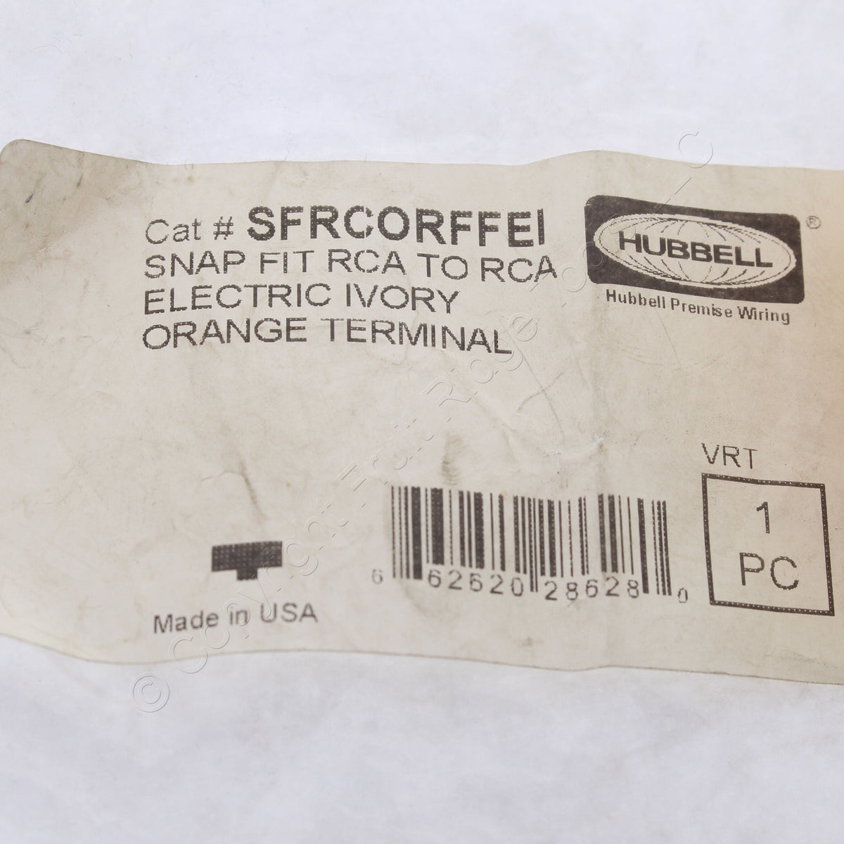 Hubbell Ivory SnapFit Keystone Video Cable Jack Orange Center RCA/RCA SFRCORFFEI