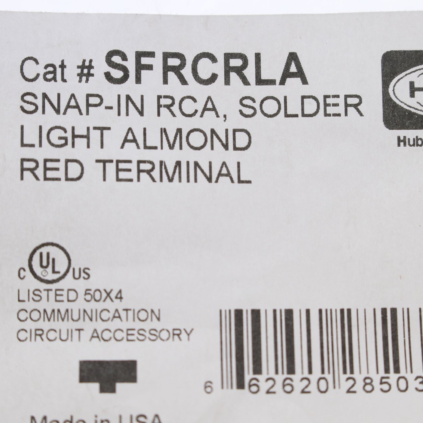 Hubbell Lt Almond Snap-Fit Keystone Audio Video Jack Red Ctr RCA Solder SFRCRLA