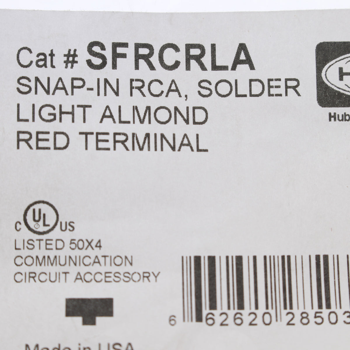 Hubbell Lt Almond Snap-Fit Keystone Audio Video Jack Red Ctr RCA Solder SFRCRLA
