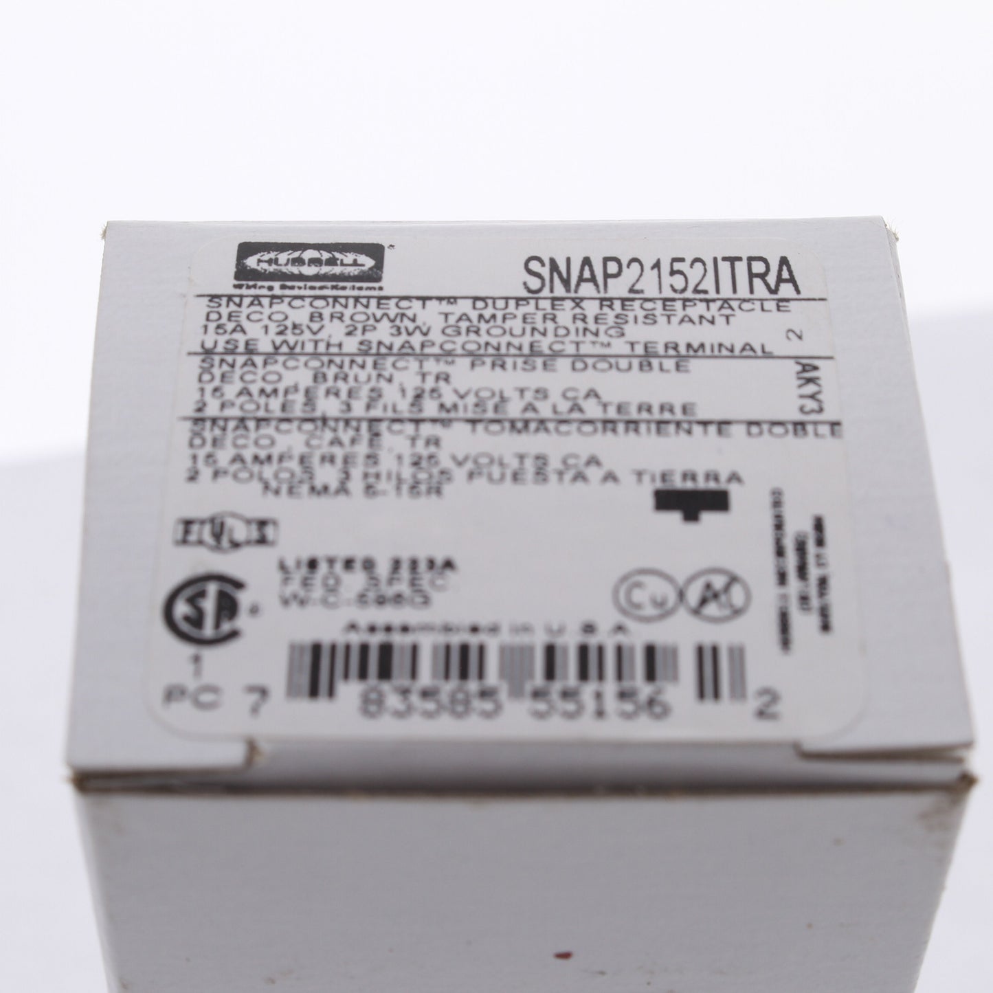 Hubbell SNAP2152ITRA Ivory SnapConnect Outlet Receptacle Tamper Resistant 15A