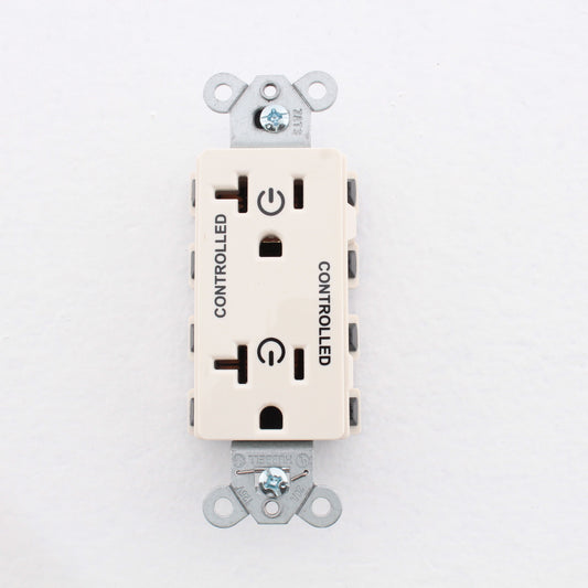 Hubbell SNAP2162C2LA SnapConnect Light Almond 20A Receptacle 2/2 Controlled