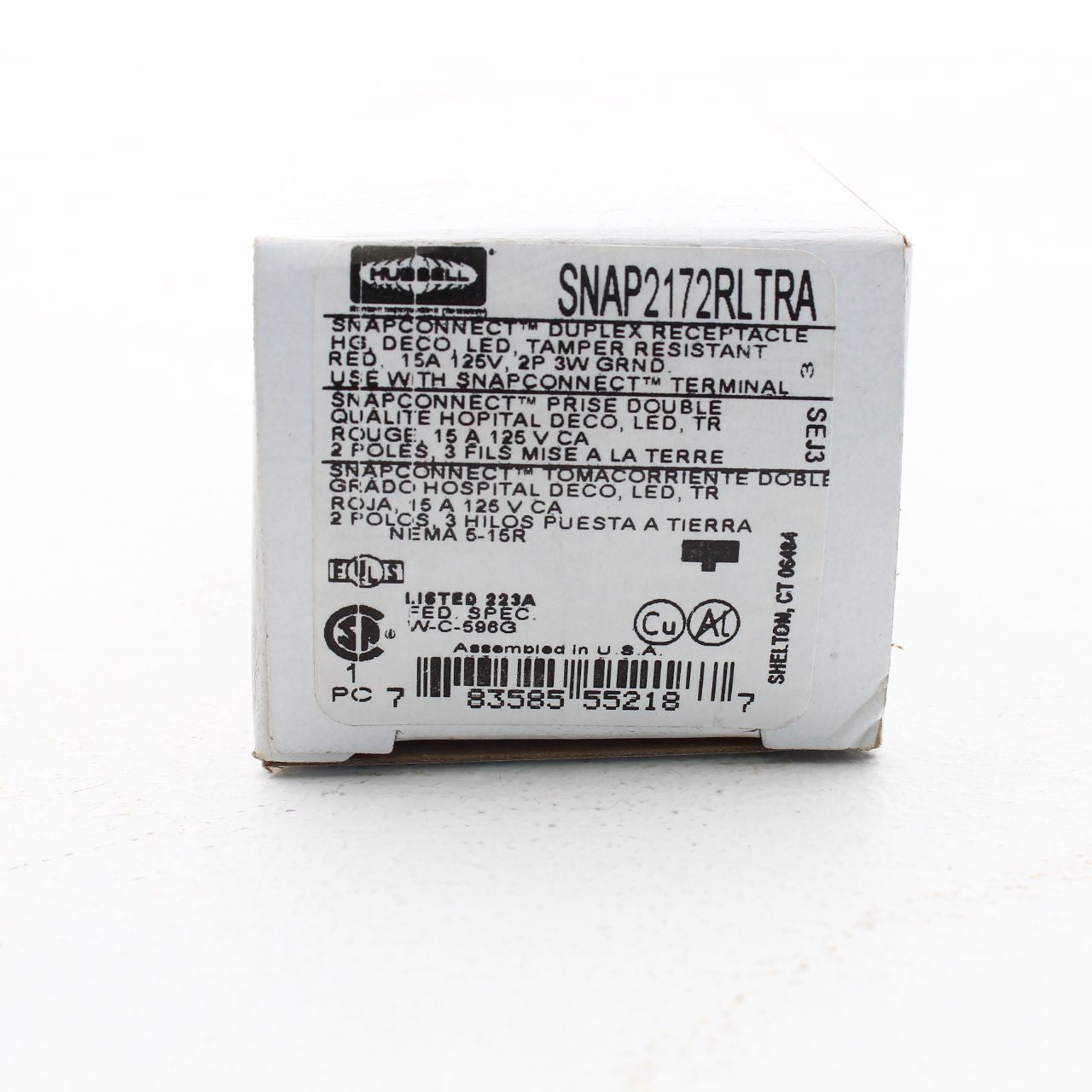 Hubbell SNAP2172RLTRA Red 15A SnapConnect Hospital TR Outlet Receptacle w/LED