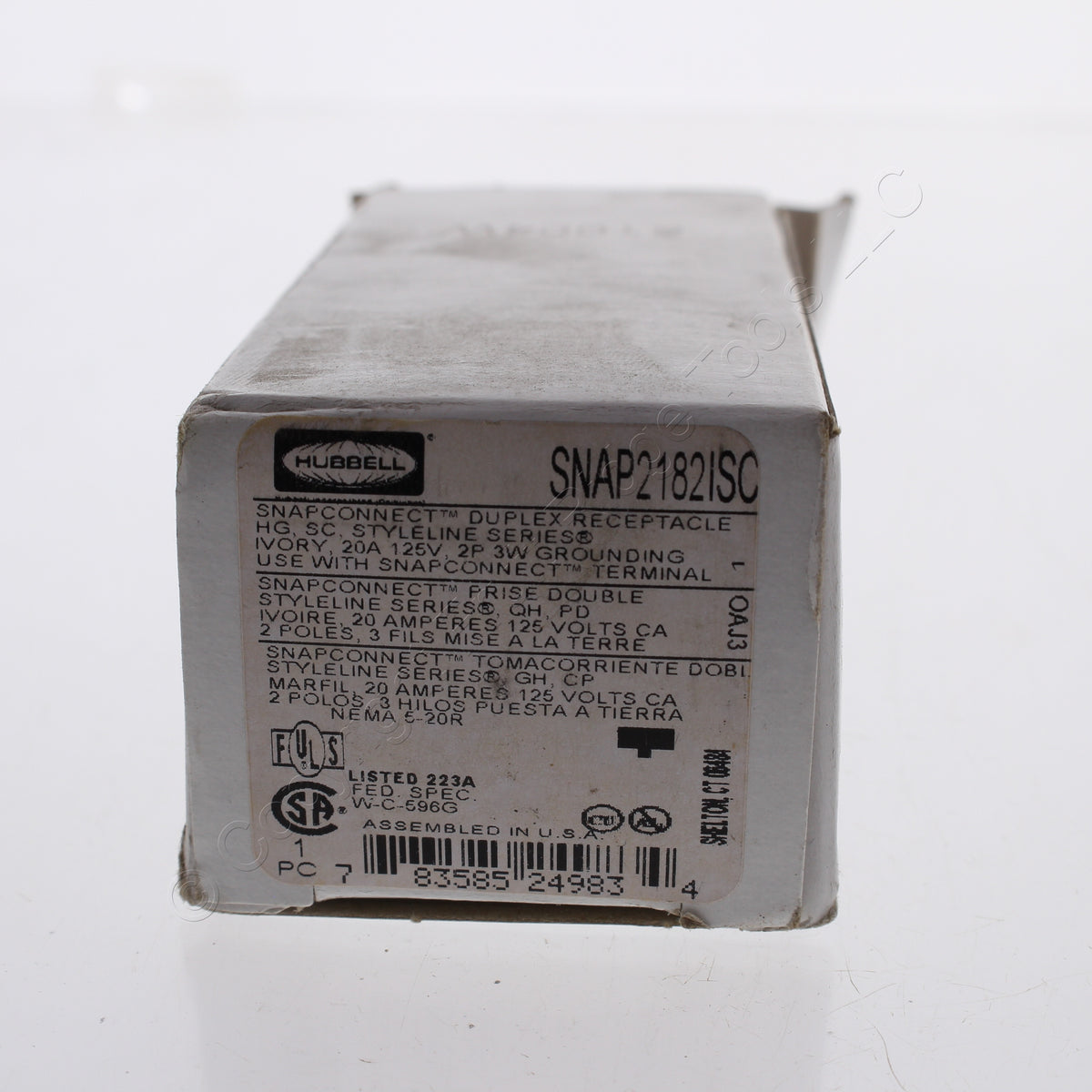 Hubbell SNAP2182ISC Ivory SnapConnect Hospital Grd Receptacle Split Circuit 20A