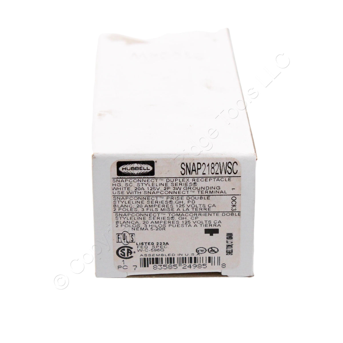Hubbell SNAP2182WSC White 20A SnapConnect Hospital Grd Receptacle Split Circuit