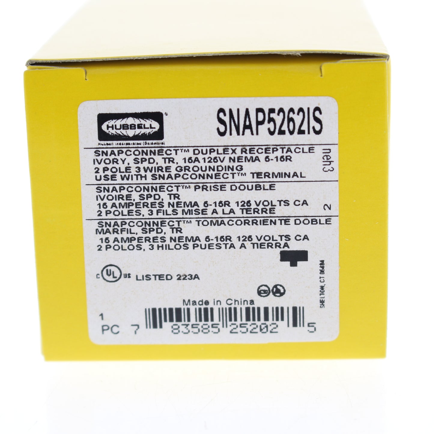 Hubbell SNAP5262IS Ivory SnapConnect SURGE Outlet Tamper Resist Receptacle 15A
