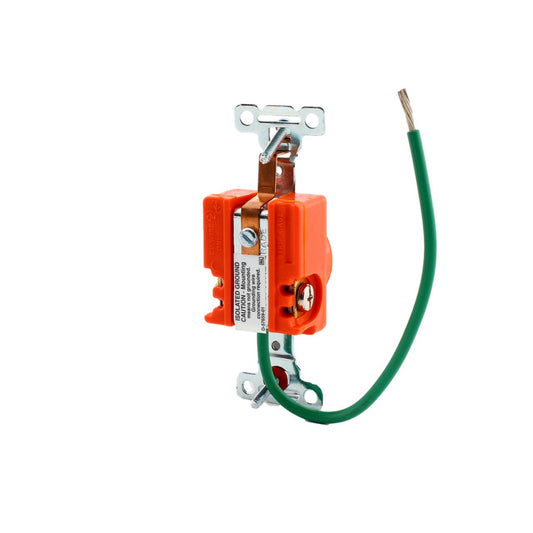 Hubbell SR15IG Orange Single Receptacle Isolated Ground Outlet 5-15R 15A 125V