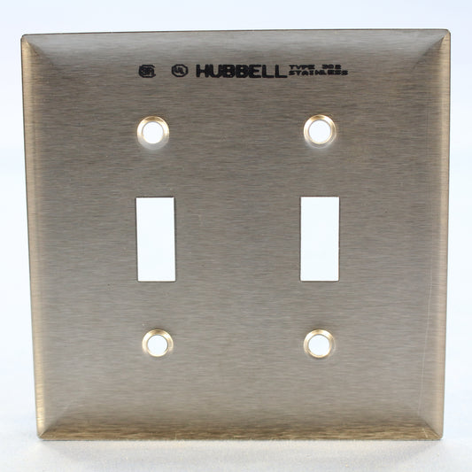 Hubbell SS2 Stainless Steel 2-Gang Toggle Switch Cover Wallplate Non-Magnetic