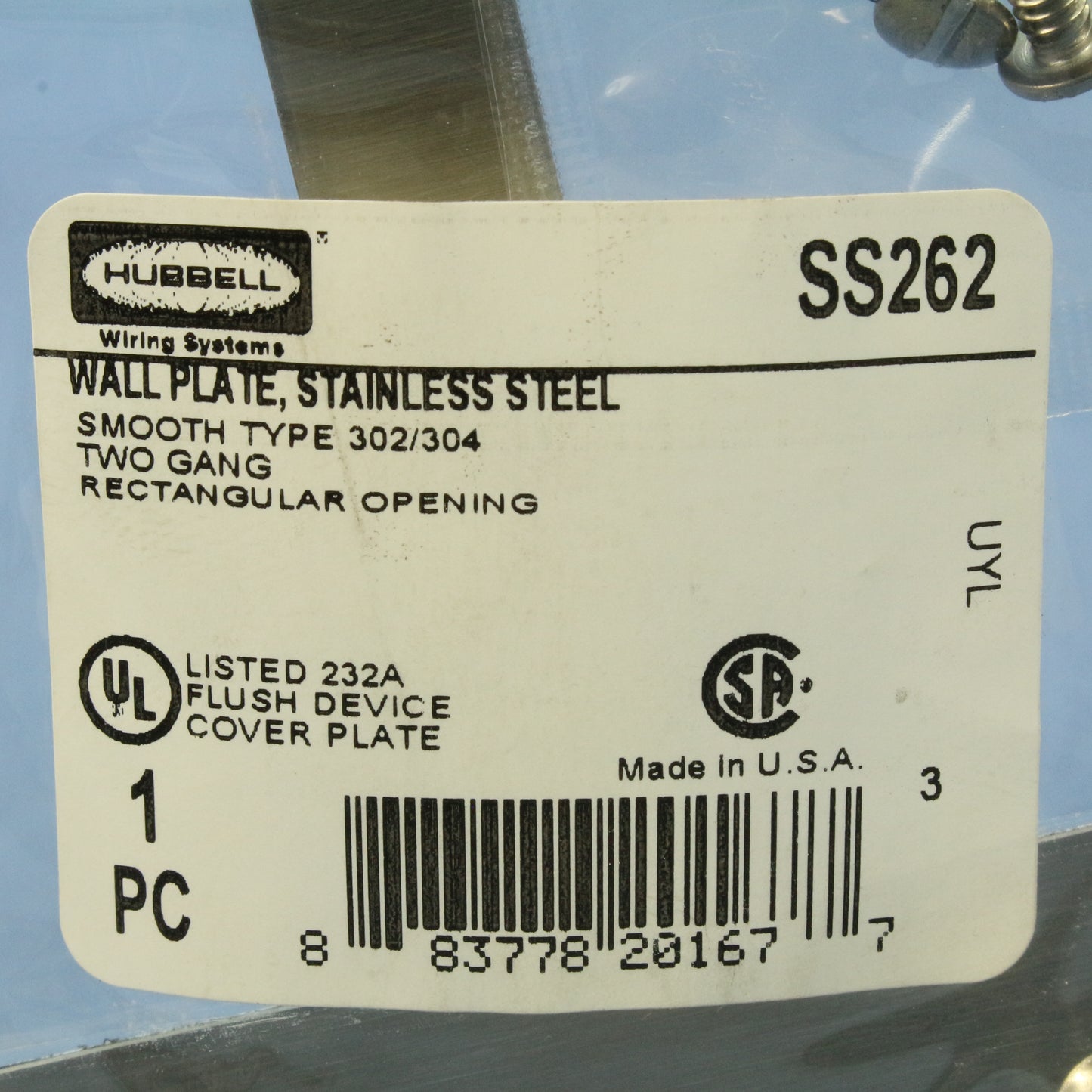 Hubbell Non-Magnetic Stainless Steel 2-Gang Decorator Wallplate Cover GFCI SS262